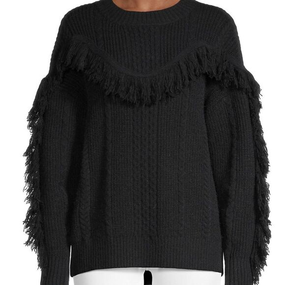 Avantlook fringed black sweater